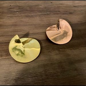Buddha jewelry organics two toned gold and rose gold disc earrings